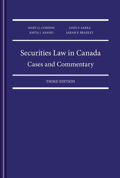 Securities Law in Canada: Cases and Commentary, 3rd Edition